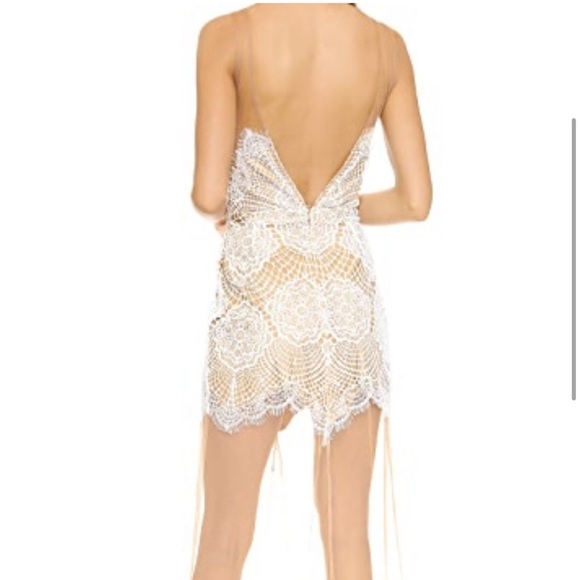 Rare For Love and Lemons Antigua Lace Sheer Maxi Dress White Nude XS EUC - Picture 6 of 14